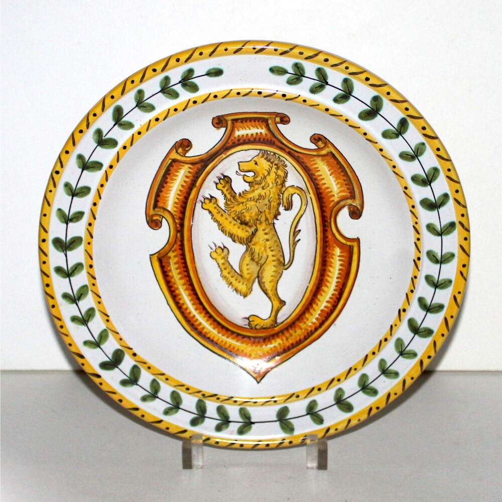 Vintage Davanzati Palace Plate Florence Italy Hand Made Crest Lion pottery